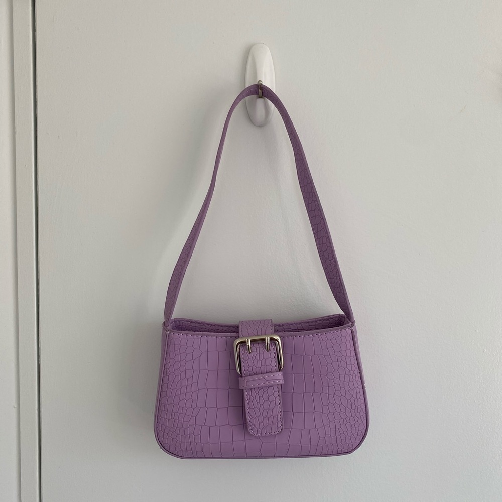 PrettyLittleThing Lilac Faux Croc Bag